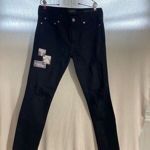 PacSun Black Men's Skinny Jeans with Patch Details